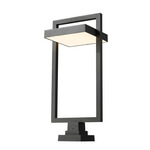 Luttrel Outdoor Pier Light with Square Stepped Base - Black / Frosted