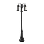 Roundhouse 3 Light 564 Outdoor Pole Light - Black / Clear Seedy