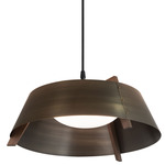 Casia Pendant - Walnut / Distressed Brass