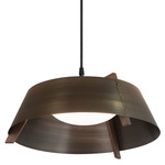 Casia Pendant - Walnut / Distressed Brass