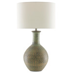Loro Table Lamp - Green / White Shantung