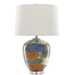 Rainbow Table Lamp - Blue / White Shantung