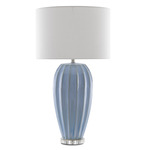 Bluestar Table Lamp - Light Blue / White Shantung