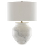Kalossi Table Lamp - White / White Shantung