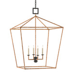 Denison Lantern Pendant - Black / Rattan