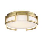 Bezel Set Flush Mount Ceiling Light - Honey Gold / Etched Opal