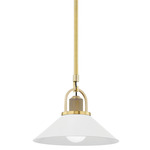 Syosset Pendant - Aged Brass / White