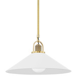 Syosset Pendant - Aged Brass / White