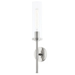 Bowery Cylinder Wall Sconce - Polished Nickel / Clear