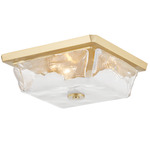 Hines Flush Ceiling Light - Aged Brass / Clear