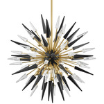 Sparta Chandelier - Aged Brass / Clear Bubble / Black