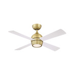 Kwad Ceiling Fan with Light - Brushed Satin Brass / Matte White