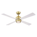 Kwad Ceiling Fan with Light - Brushed Satin Brass / Matte White