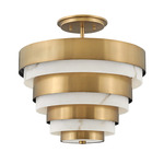 Echelon Semi Flush Ceiling Light - Heritage Brass / Alabaster