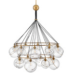 Skye Ring Chandelier - Heritage Brass / Black / Clear