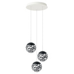 Kelly Cluster Round Multi Light Pendant - White / Matte Black