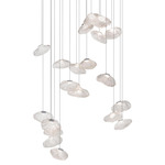 Series 73 Rectangle Multi Light Pendant - White / Clear