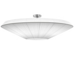 Siam 120 Semi Flush Ceiling Light - Satin Nickel / White Translucent Ribbon