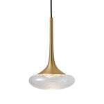 Louis Pendant - Satin Brass / Clear Patterned Glass