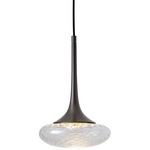 Louis Pendant - Satin Graphite / Clear Patterned Glass