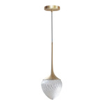 Louis Pendant - Satin Brass / Clear Patterned Glass