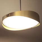 Ring Semi Flush Ceiling Light - Satin Brass / White
