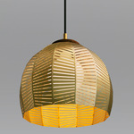 Amicus LED Pendant - Dark Stained Walnut / Brushed Brass