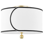 Zara Semi Flush Ceiling Light - Aged Brass / Belgian Linen
