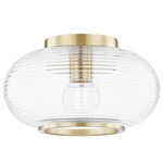 Maggie Flush Ceiling Light - Aged Brass / Clear