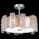 Lunea Semi Flush Ceiling Light - Silver Leaf / Crystal