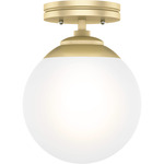 Hepburn Semi Flush Ceiling Light - Brass / White