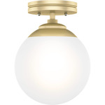 Hepburn Semi Flush Ceiling Light - Painted Modern Brass / White