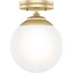 Hepburn Semi Flush Ceiling Light - Painted Modern Brass / White