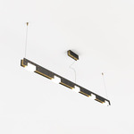 Cubi Linear Pendant - Blackened Brass / Brushed Brass