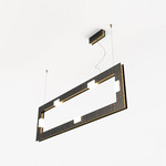 Cubi Rectangle Linear Pendant - Blackened Brass / Brushed Brass