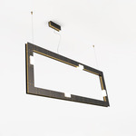 Cubi Rectangle Linear Pendant - Blackened Brass / Brushed Brass