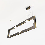 Cubi Rectangle Linear Pendant - Blackened Brass / Brushed Brass