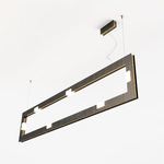 Cubi Rectangle Linear Pendant - Blackened Brass / Brushed Brass