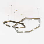 Cubi Hexagon Chandelier - Blackened Brass / Brushed Brass