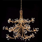 Spray Chandelier - Antique Gold / Crystal