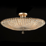 Beaded Semi Flush Ceiling Light - Antique Silver / Crystal