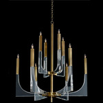 Acrylic Framed Arm Chandelier - Antique Brass / Clear