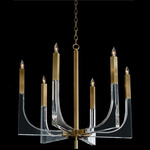 Acrylic Framed Arm Chandelier - Antique Brass / Clear