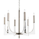 Acrylic Framed Arm Chandelier - Polished Nickel / Clear