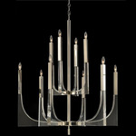 Acrylic Framed Arm Chandelier - Polished Nickel / Clear