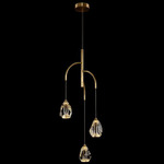 Faceted Chunk Chandelier - Antique Brass / Crystal