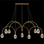 Faceted Chunk Linear Chandelier - Antique Brass / Crystal