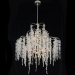 Cascading Crystal Tall Chandelier - Antique Silver / Crystal