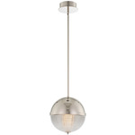 Portland Half Globe Pendant - Polished Nickel / Clear