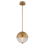 Portland Half Globe Pendant - Winter Brass / Clear